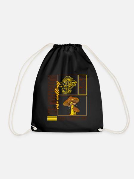 Pilz-Shirt, Die Pilze rufen, lustig - Turnbeutel - Schwarz