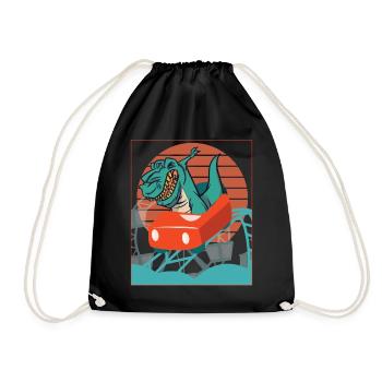 Roller Coaster T Rex Dinosaur - Drawstring Bag - black - Front