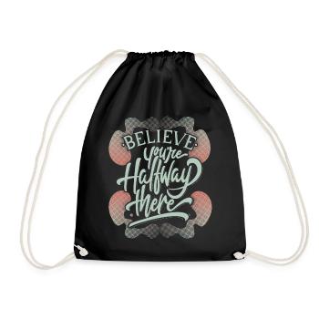 Optimistic motivational saying, typography - Drawstring Bag - black - Front