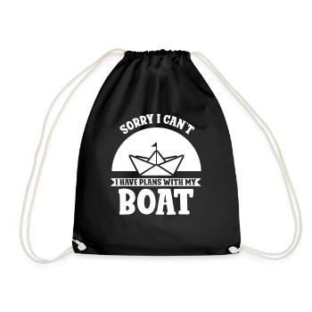 Unfortunately I can't have plans with my boat - Drawstring Bag - black - Front