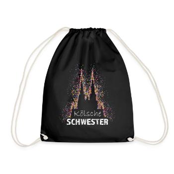 Kölsche Schwester Kölner Dom Konfetti Kostümersatz - Turnbeutel - Schwarz - Vorne