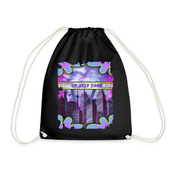 Cityscape Art Deco, Vaporwave, Outrun Style - Drawstring Bag - black - Front