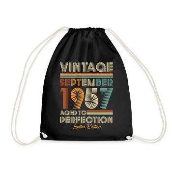 Vintage Aged To Perfection September 1957 - Drawstring Bag - black - Front