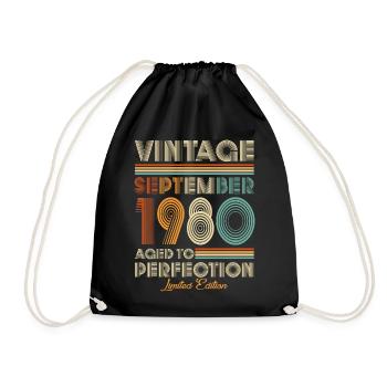 Vintage Aged To Perfection September 1980 - Drawstring Bag - black - Front