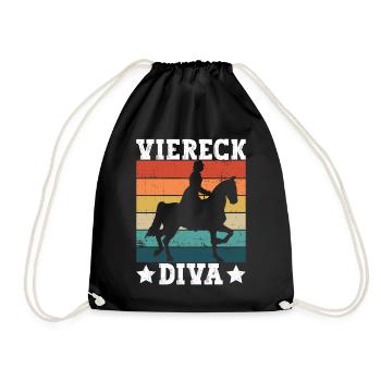 Viereck Diva - Dressurreiten Dressur Reiten - Turnbeutel - Schwarz - Vorne