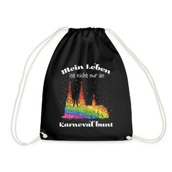 Kölner Dom Regenbogenfahne Pride Kölle Alaaf - Turnbeutel - Schwarz - Vorne