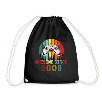 Awesome Since 2008 Birthday 2008 Vintage 2008 - Drawstring Bag - black - Front