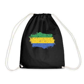 Gabon Flag Grunge Gabon Flag - Drawstring Bag - black - Front