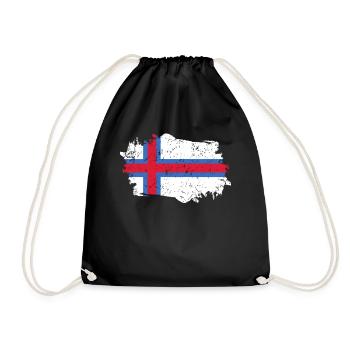 Faroe Islands Flag Grunge Faroe Islands Flag - Drawstring Bag - black - Front