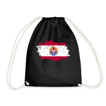 French Polynesia Flag - Drawstring Bag - black - Front