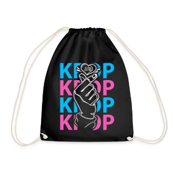 Saranghae Kpop Kdrama Finger Herz Südkoreanische D - Turnbeutel - Schwarz - Vorne
