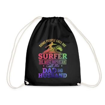 Surfer Daddy Surfer Daddy Surfboard Surfer Papa - Drawstring Bag - black - Front
