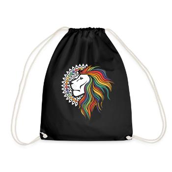 Regenbogen -Löwen -Leo -Astronomie -Zodiac -Zeiche - Turnbeutel - Schwarz - Vorne