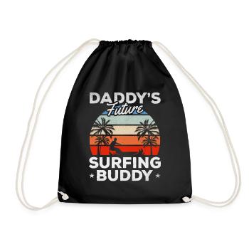 Surfer Surfboard Surfing Baby - Daddy's Future - Turnbeutel - Schwarz - Vorne