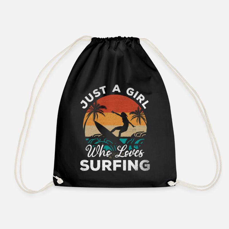 Surfing Girl - Nur ein Mädchen, das gerne surft - - Turnbeutel - Schwarz