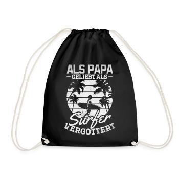 Als Papa geliebt als Surfer Vergöttert - Surfing - Turnbeutel - Schwarz - Vorne