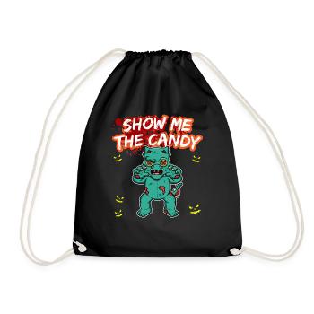 Show Me The Candy Halloween Costume Trick Or Treat - Drawstring Bag - black - Front