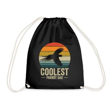 Macaw Cool Parrot Dad Pet Zoo Animal Birdwatcher - Drawstring Bag - black - Front