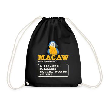 Macaw Parrot Bird Zoo Animal Birdwatcher Pet - Drawstring Bag - black - Front