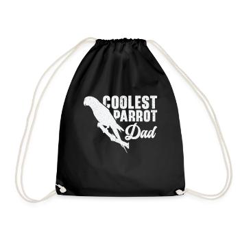 Macaw Cool Parrot Dad Pet Zoo Animal Birdwatcher - Drawstring Bag - black - Front