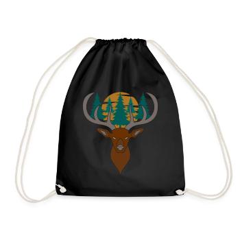 Bois de cerf rouge avec des bois de cerf - Sac de sport léger - noir - Devant