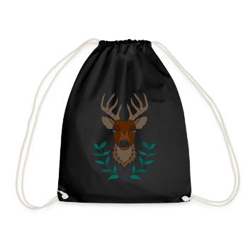 Bois de cerf rouge avec des bois de cerf - Sac de sport léger - noir - Devant