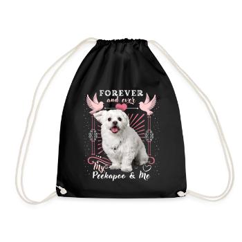 Peekapoo, Hund, Forever-Love, lustiger Spruch - Turnbeutel - Schwarz - Vorne