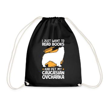 Caresser et lire Ovcharka chien caucasien - Sac de sport léger - noir - Devant