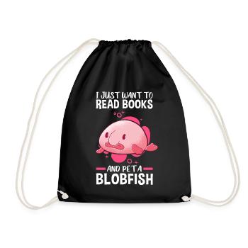 Books and Blobfish Ugly Fish Meme - Drawstring Bag - black - Front