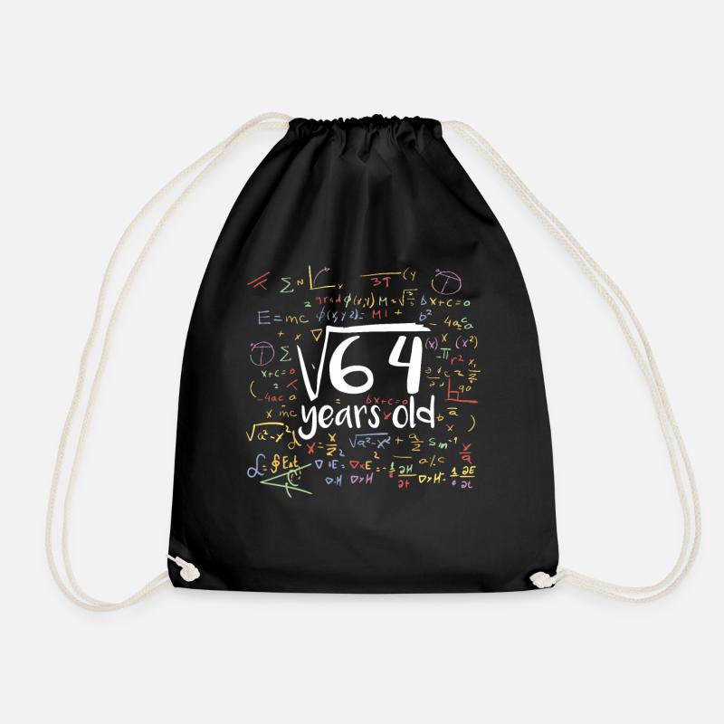 Quadratwurzel von 64 Mathe Nerd 8. Geburtstag - Turnbeutel - Schwarz