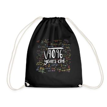 Square Root of 4096 Math Nerd 64th Birthday - Drawstring Bag - black - Front