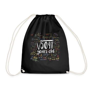 Square Root of 5041 Math Nerd 71st Birthday - Drawstring Bag - black - Front