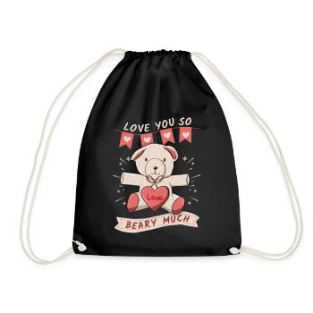 Funny Bear, Teddy Bear, Love-You-Love Saying, Pun - Drawstring Bag - black - Front