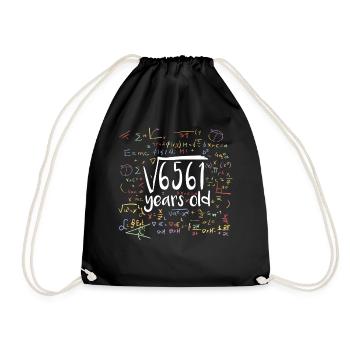 Quadratwurzel von 6561 Mathe Nerd 81. Geburtstag - Turnbeutel - Schwarz - Vorne