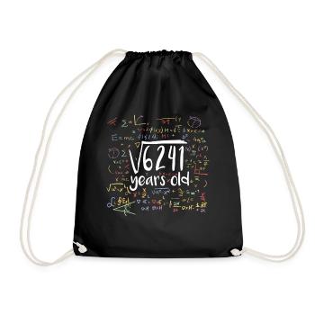 Square Root of 6241 Math Nerd 79th Birthday - Drawstring Bag - black - Front