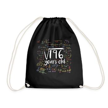 Square Root of 196 Math Nerd 13th Birthday - Drawstring Bag - black - Front