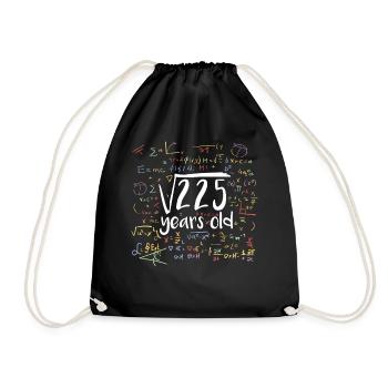 Quadratwurzel von 225 Mathe Nerd 15. Geburtstag - Turnbeutel - Schwarz - Vorne