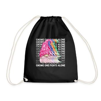 Gnome One Fights Alone Fight Cancer - Drawstring Bag - black - Front