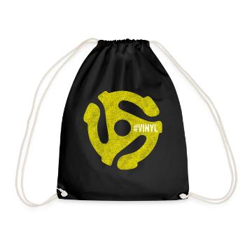 Vinyl Record Collector 45 RPM Spindle - Drawstring Bag - black - Front