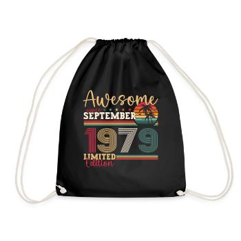 Awesome September 1979 43. Geburtstag Geschenk - Turnbeutel - Schwarz - Vorne