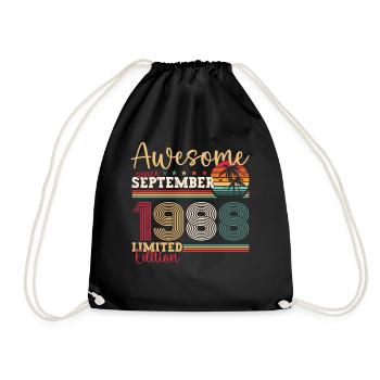 Awesome September 1988 34. Geburtstag Geschenk - Turnbeutel - Schwarz - Vorne
