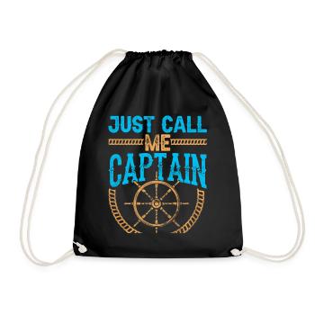 Just call me captain boat boating ship - Drawstring Bag - black - Front