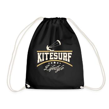 Kitesurfen Kitesurf Kitesurfer Kiteboard - Turnbeutel - Schwarz - Vorne