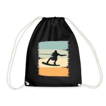 Wakeskaten Wakeskating Wakeskater Wakeboard - Drawstring Bag - black - Front
