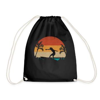 Retro Surf Water Surfer Lady Surf Planche de surf - Sac de sport léger - noir - Devant