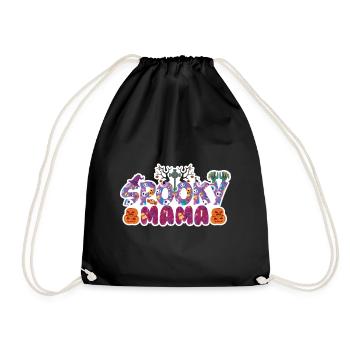Spooky mama halloween pumpkin witches ghosts - Drawstring Bag - black - Front