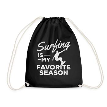 Surfing Is My Favorite Season Surfboard Surfer - Drawstring Bag - black - Front