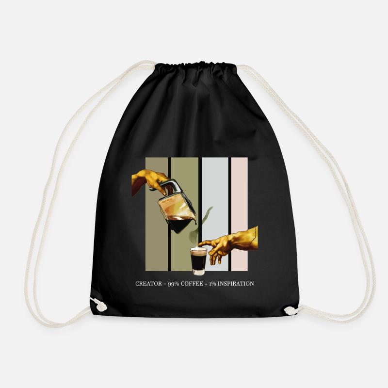 Coffee art: creativity and enjoyment in a mix - Drawstring Bag - black