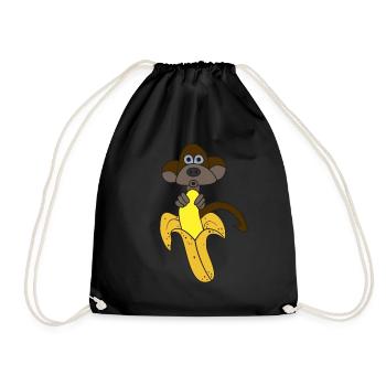 Funny design with a monkey and a banana - Drawstring Bag - black - Front