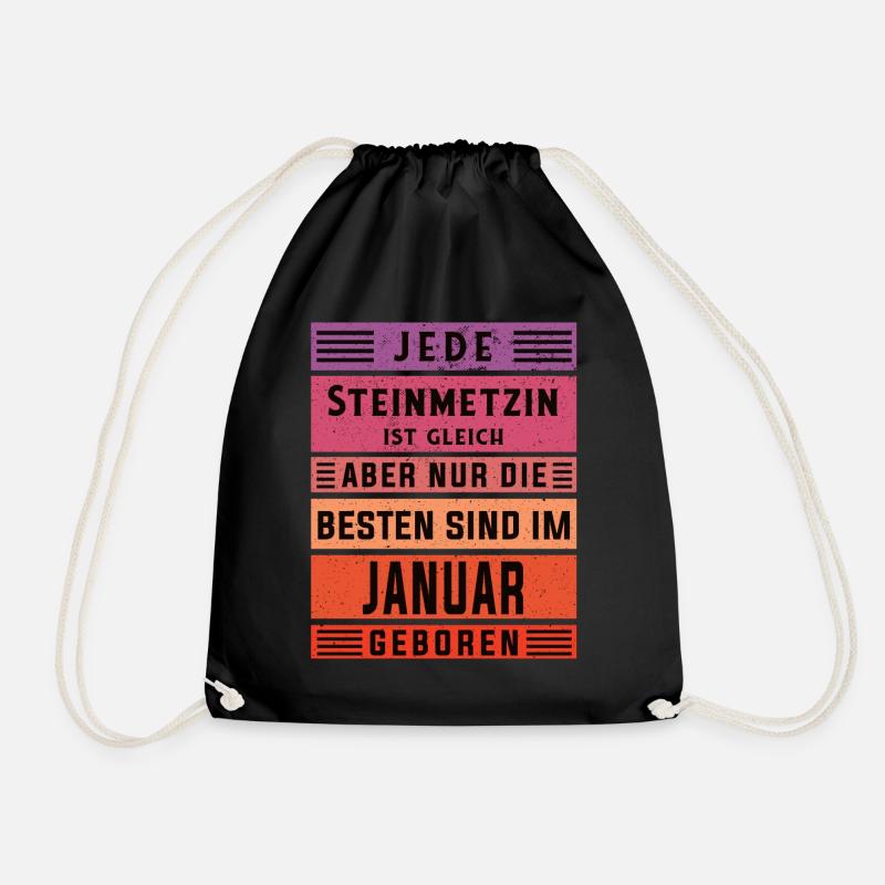 Handwerker Geburtstag Januar geboren Steinmetzin - Turnbeutel - Schwarz